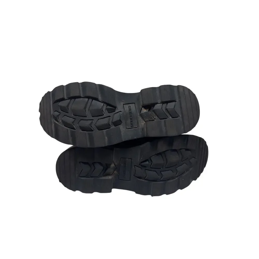 Skechers Parties - Mate Oxford Shoes Womens 8 Black Leather Lace Up Lug Sole Y2K
